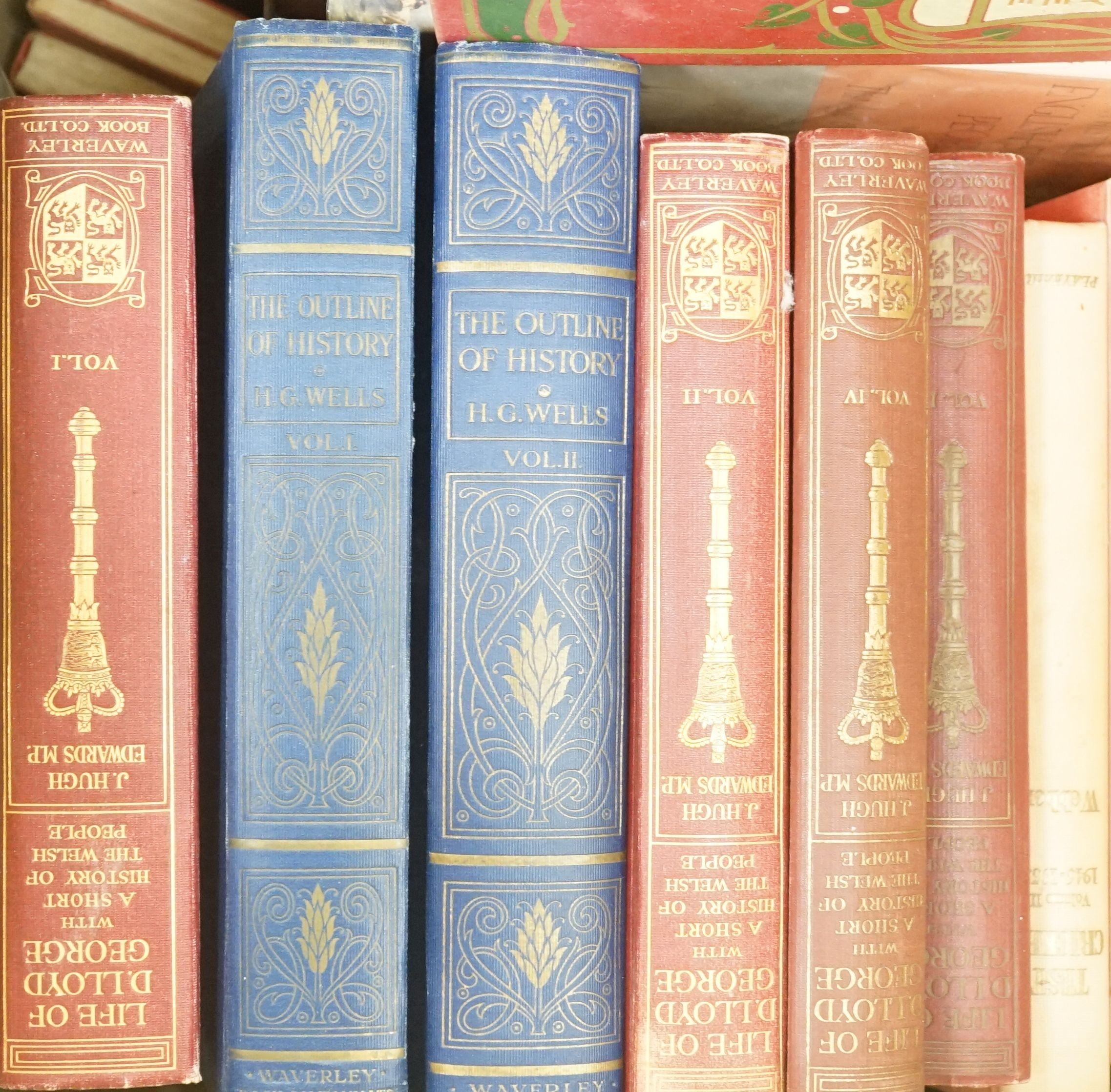 A quantity of hardback books to include:- Churchill History of English Speaking Peoples, 4 vols, J. Hugh Edwards 'Life of David Lloyd George' 4 vols, Punch, Test Cricket, etc.